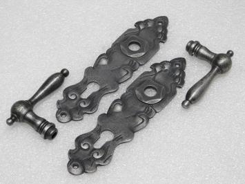 Türbeschlagset – Türgriffe Cambridge + Türschilder Royale PZ 92 – Gusseisen, verzinkt