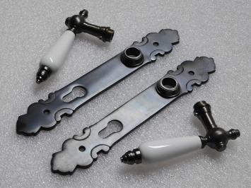 Set Deurbeslag – 2 Deurklinken met Deurplaten PC92 – Donker Gepatineerd Messing – Klassiek & Stijlvol