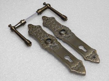 Montel Door Hardware Set – Handles + Plates PZ 92 – Dark Patinated Brass