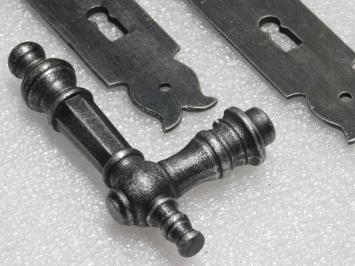 Türbeschlagset – Türgriffe Victoria + Türplatten Baron BB 72 – Gusseisen, verzinkt