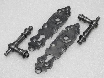 Türbeschlagset – Türgriffe „Victoria“ + Türplatten „Royale PZ 92“ – Gusseisen, verzinkt