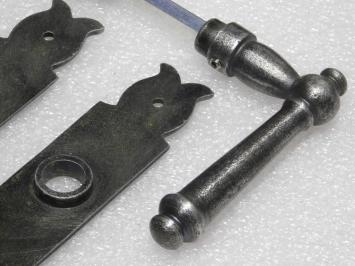 Türbeschlagset – Türgriffe Windsor + Türplatten Noble PC 92 – Gusseisen, verzinkt