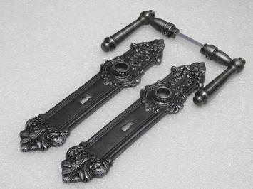 Door Hardware Set - Windsor Handles + Heritage BB 72 Door Plates - Cast Iron, Galvanised
