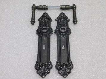 Door Hardware Set - York Handles + Heritage BB 72 Door Plates  - Cast Iron, Galvanised