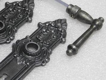 Door Hardware Set - York Handles + Heritage BB 72 Door Plates  - Cast Iron, Galvanised