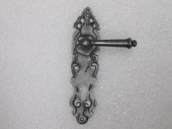 Door Fittings Set - York Handles + Royale PC 92 Door Plates - Cast Iron, Galvanised