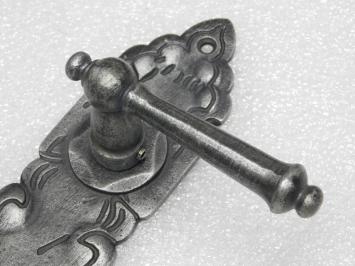 Door Fittings Set - York Handles + Royale PC 92 Door Plates - Cast Iron, Galvanised