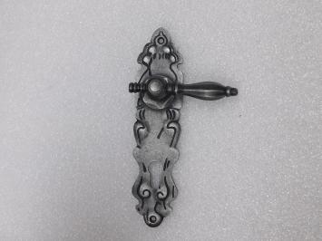 Door Hardware Set - Kensington Handles + Royale Door Plates - Galvanized Cast Iron