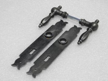 Door Hardware Set - Kensington Handles + Baron Door Plates BB 72 - Galvanised Cast Iron