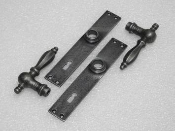 Door Hardware Set - Kensington Handles + Door Plates Blanco - Cast Iron Galvanized