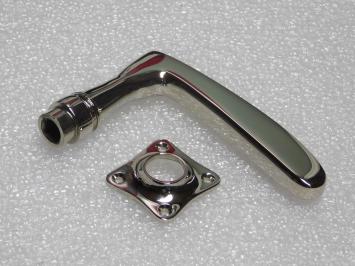 Set of Door Handles with Square Rosettes - Polished Nickel