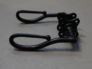 Set of door handles with latch rosettes - wrought iron - black - handmade