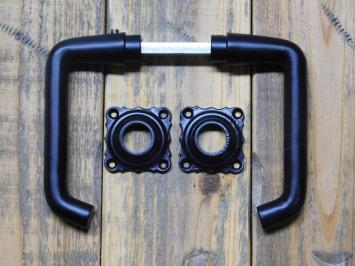Set Türgriffe mit quadratischen Rosetten – Schwarz – Aluminium