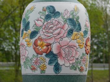 2er-Set großer Vintage Asiatischer Ziervasen mit Blumenmuster – ca. 60 cm – Keramik