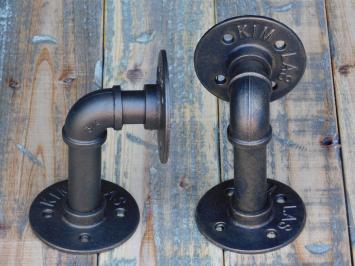 Set Industrial Shelf Carriers - Antique Brass - Iron - 2 Pieces