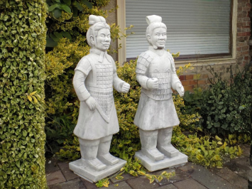 Set of 2 Japanese Warriors – 125 cm – Stone – White/Grey