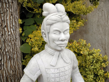 Set of 2 Japanese Warriors – 125 cm – Stone – White/Grey