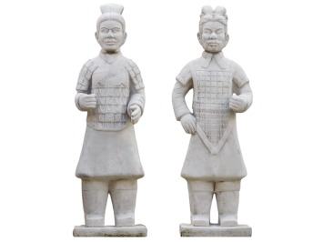 Set of 2 Japanese Warriors – 125 cm – Stone – White/Grey