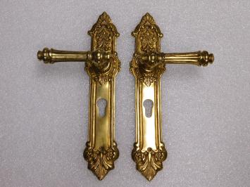 Door handle set with backplate (PC 72) – Polished brass – Classic