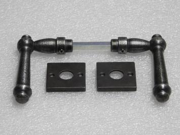 Set Klinken Windsor + Klinkrozetten Vierkant - Gietijzer Verzinkt