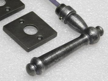 Set Klinken Windsor + Klinkrozetten Vierkant - Gietijzer Verzinkt