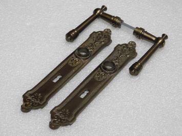 Montel Door Handle Set + Long Door Plates BB 72 - Patinated Brass