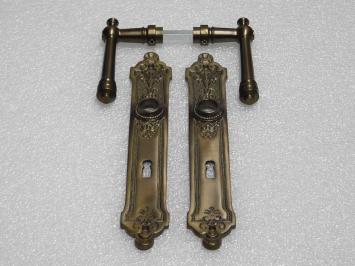 Montel Door Handle Set + Long Door Plates BB 72 - Patinated Brass
