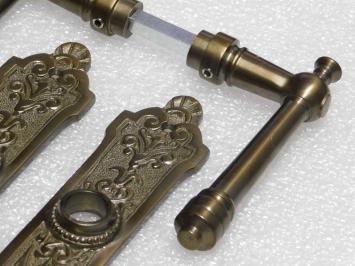 Montel Door Handle Set + Long Door Plates BB 72 - Patinated Brass