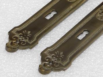 Montel Door Handle Set + Long Door Plates BB 72 - Patinated Brass