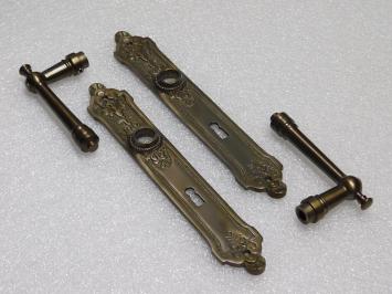 Montel Door Handle Set + Long Door Plates BB 72 - Patinated Brass