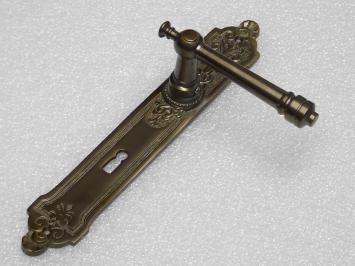 Montel Door Handle Set + Long Door Plates BB 72 - Patinated Brass