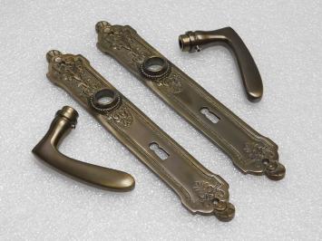 Nosta Door Hardware Set – Handles + Long Door Plates BB 72 – Antique Brass