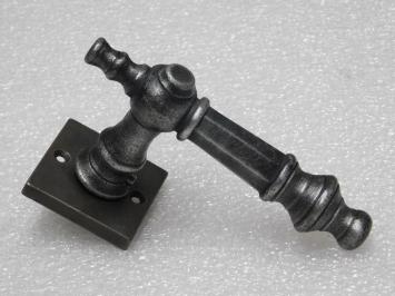 Türgriff-Set „Victoria“ + quadratische Griffrosetten – verzinktes Gusseisen