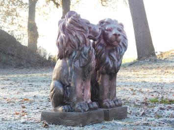 Set of lions - polystone - left and right looking - copper look