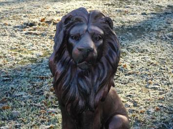 Set leeuwen - polystone - links en rechts kijkend - koper look