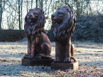 Löwenset - Polystone - links und rechts schauend - Kupferoptik