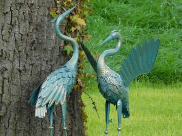 Set of Herons - Turquoise with Gold - Metal