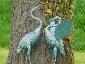 Set of Herons - Turquoise with Gold - Metal