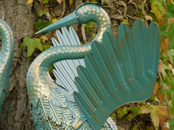 Set of Herons - Turquoise with Gold - Metal