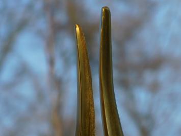 Set of two large abstract sculptures - alu brass on granite base