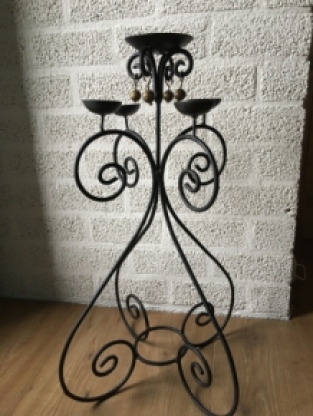 Candlestick wrought iron black, 5 arms, beautiful!!