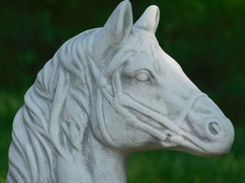 Set of 2 Horse Heads - Stone - White with Grey