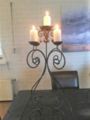 Candlestick wrought iron black, 5 arms, beautiful!!