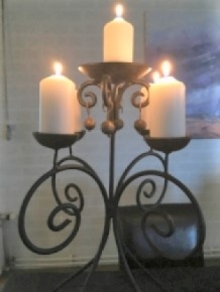 Candlestick wrought iron black, 5 arms, beautiful!!