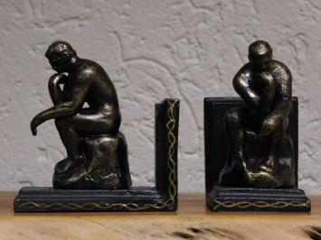 Set Bookends - The Thinker - Cast iron - Bronze-look