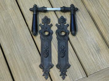 Türbeschlagsatz für Zimmertüren - BB72 - dunkelbraunes Eisen mit Holzgriff