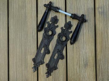 Türbeschlagsatz für Zimmertüren - BB72 - dunkelbraunes Eisen mit Holzgriff