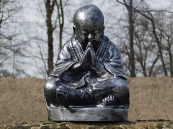 Shaolin Monk praying - polystone - grey with black