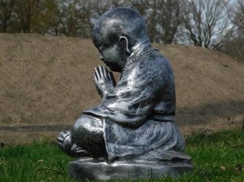 Shaolin Monk praying - polystone - grey with black