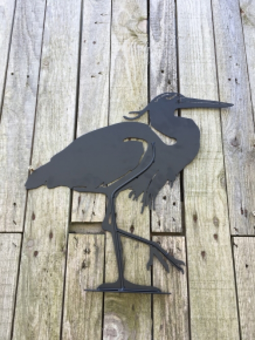 Silhouette van een Reiger | Mat Zwart | Metaal